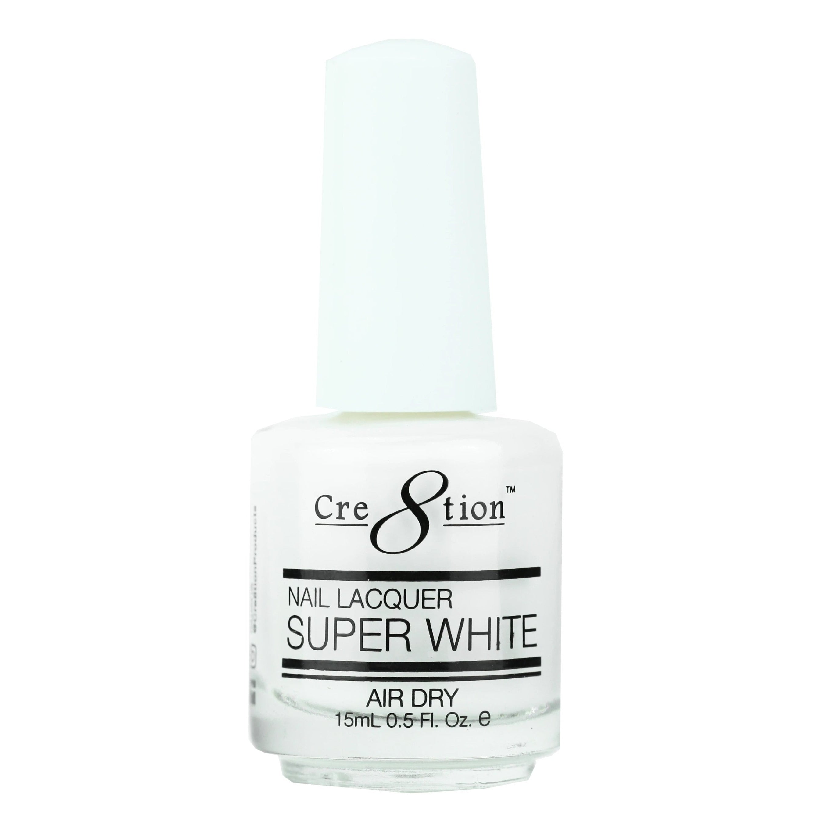 Cre8tion - Lacquer Base, Top, Super White, Black (15ml)