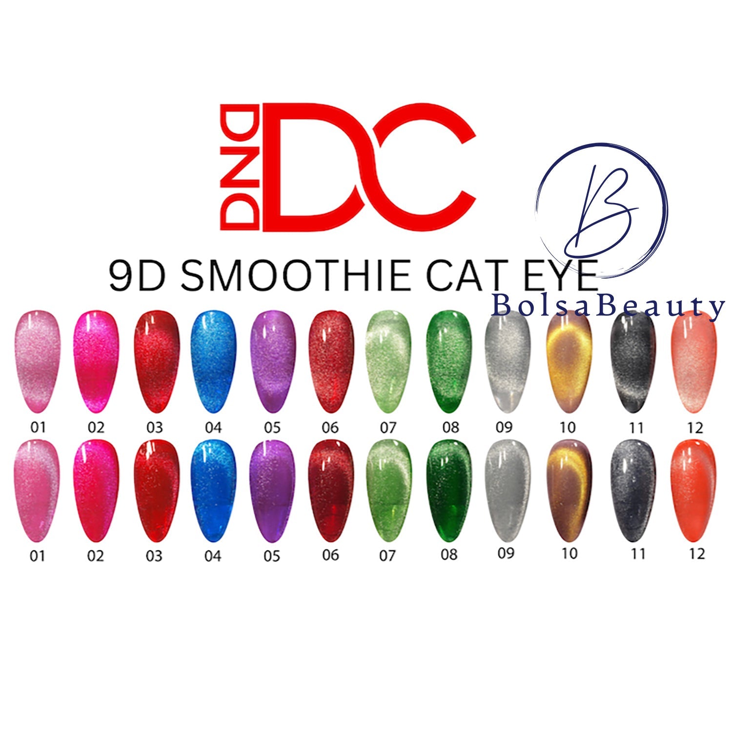 DND - DC 9D Cat Eye Smoothie Full Set 12 Colors (#01 - #12) - NEW 2024