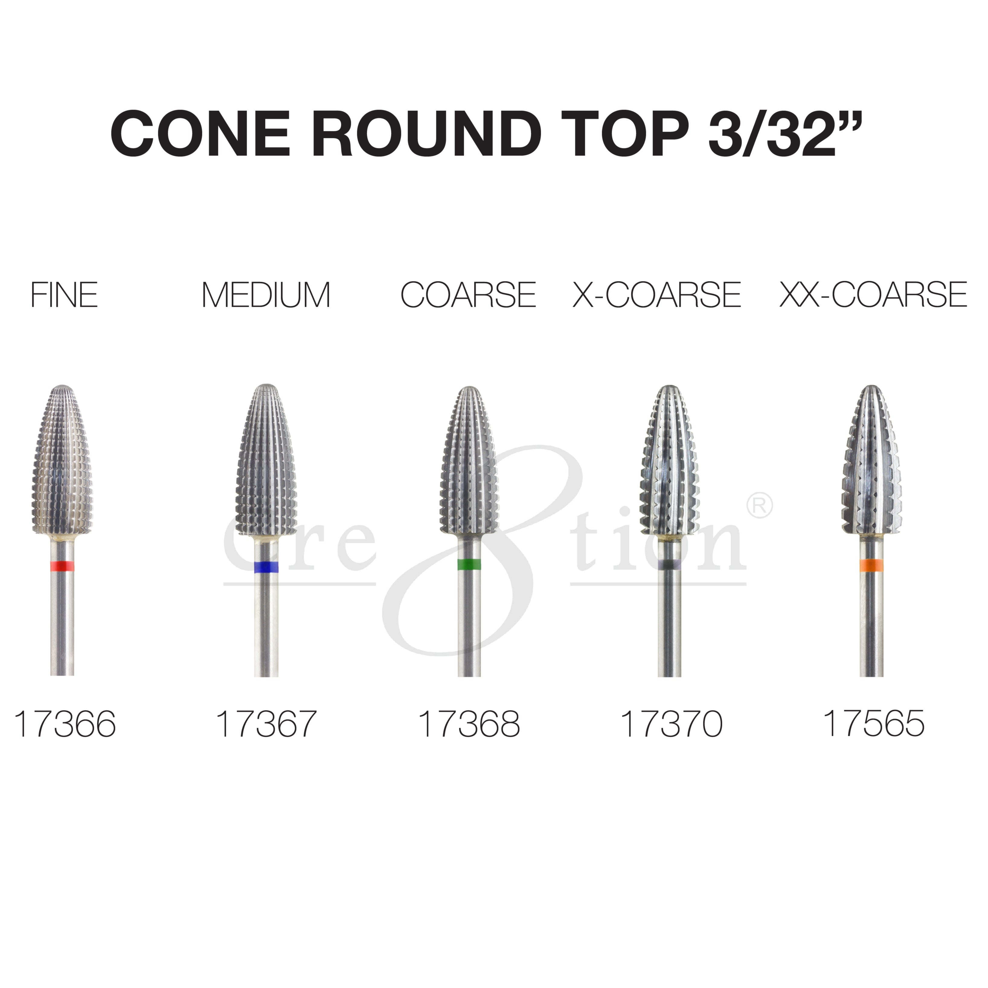 Cre8tion - Cone Round Top - Nail Filing Bit - 3/32