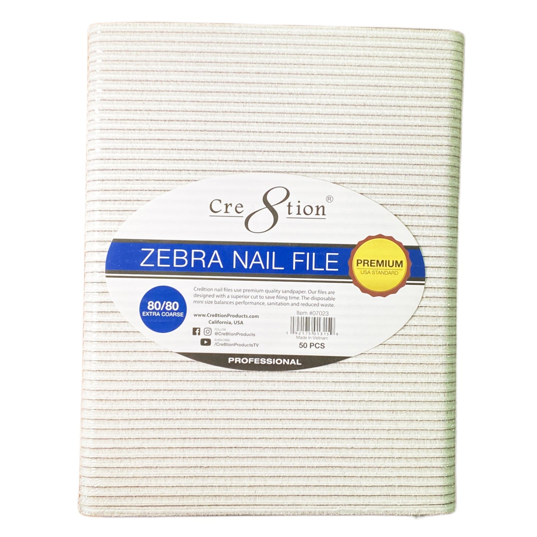 Cre8tion - Regular Nail File 50pcs (White/ Zebra)