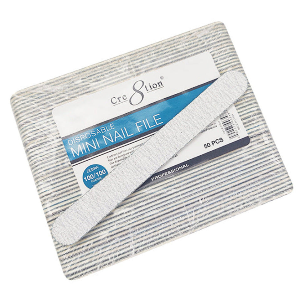 Cre8tion - Mini Nail File 50pcs (White/ Zebra)