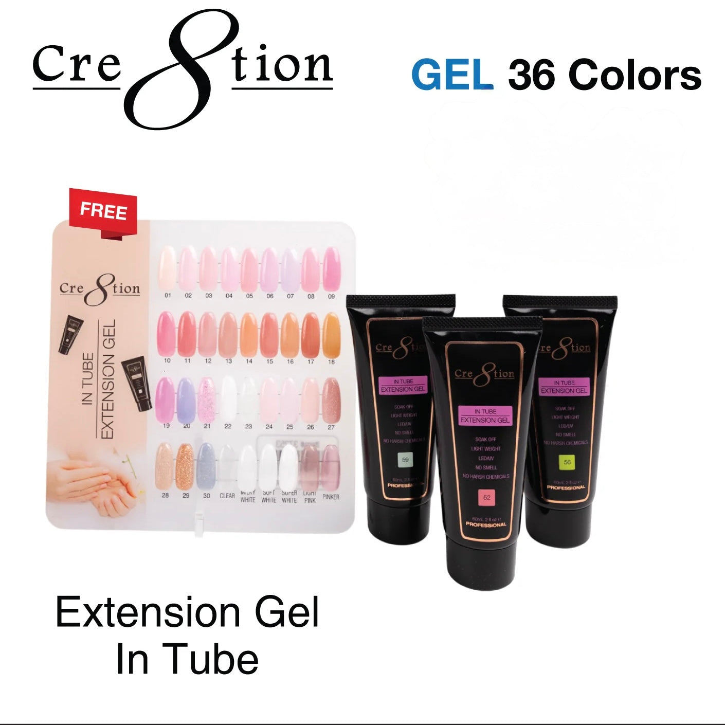 Cre8tion - Tube Polygel Tapgel Full Set 2oz (#01 - #36)