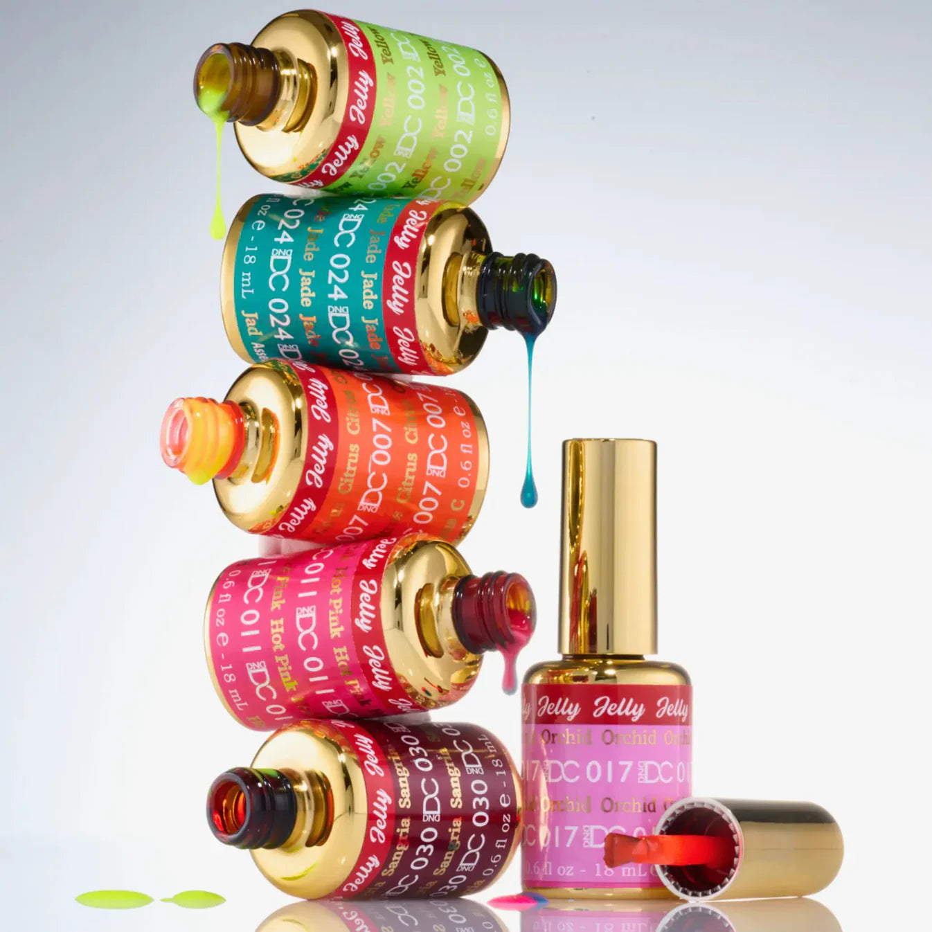 DND DC All My Jelly Collection – 36 Color Gel Polish Set (#001–#036) – 0.6oz (18ml)