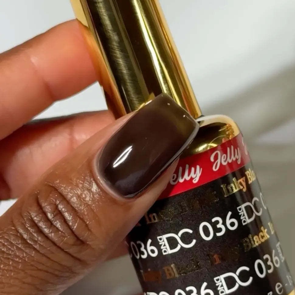 DND DC All My Jelly Gel Polish – #036 Inky Black (0.6oz / 18ml) – NEW 2026