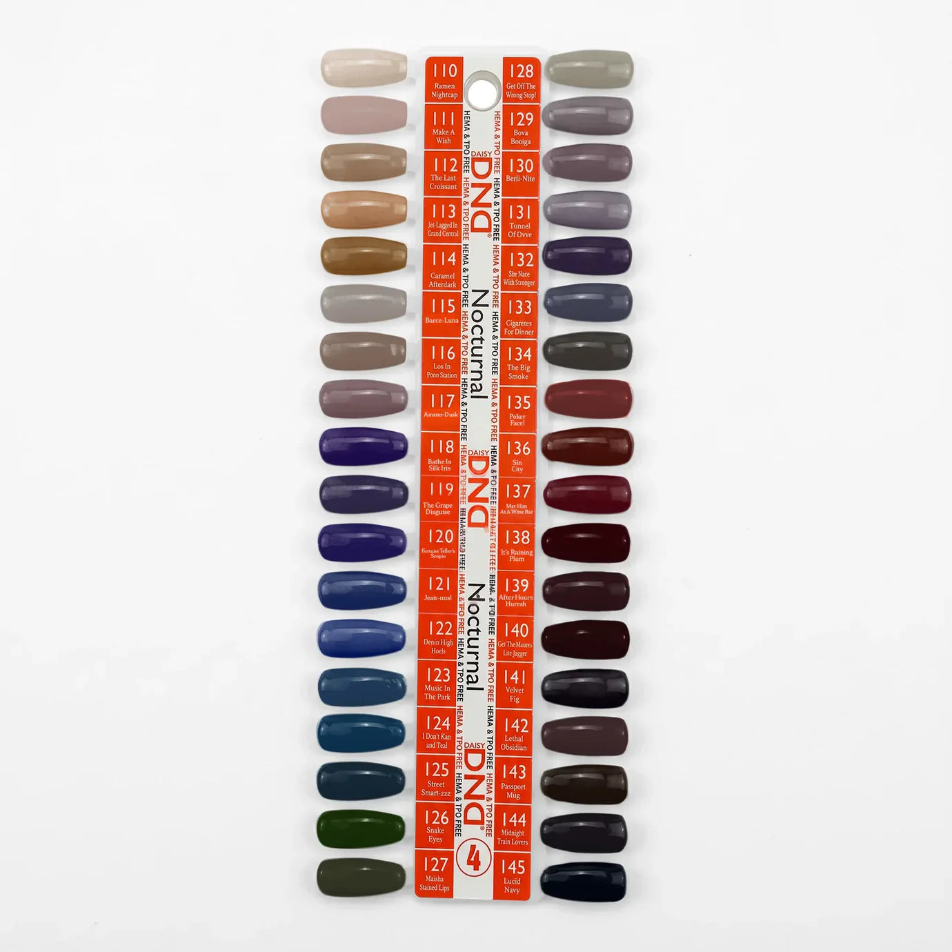 DND HEMA & TPO Free - Swatch #04 - Nocturnal - 36 Duo Matching Colors (#110 - #145) + Free Sample