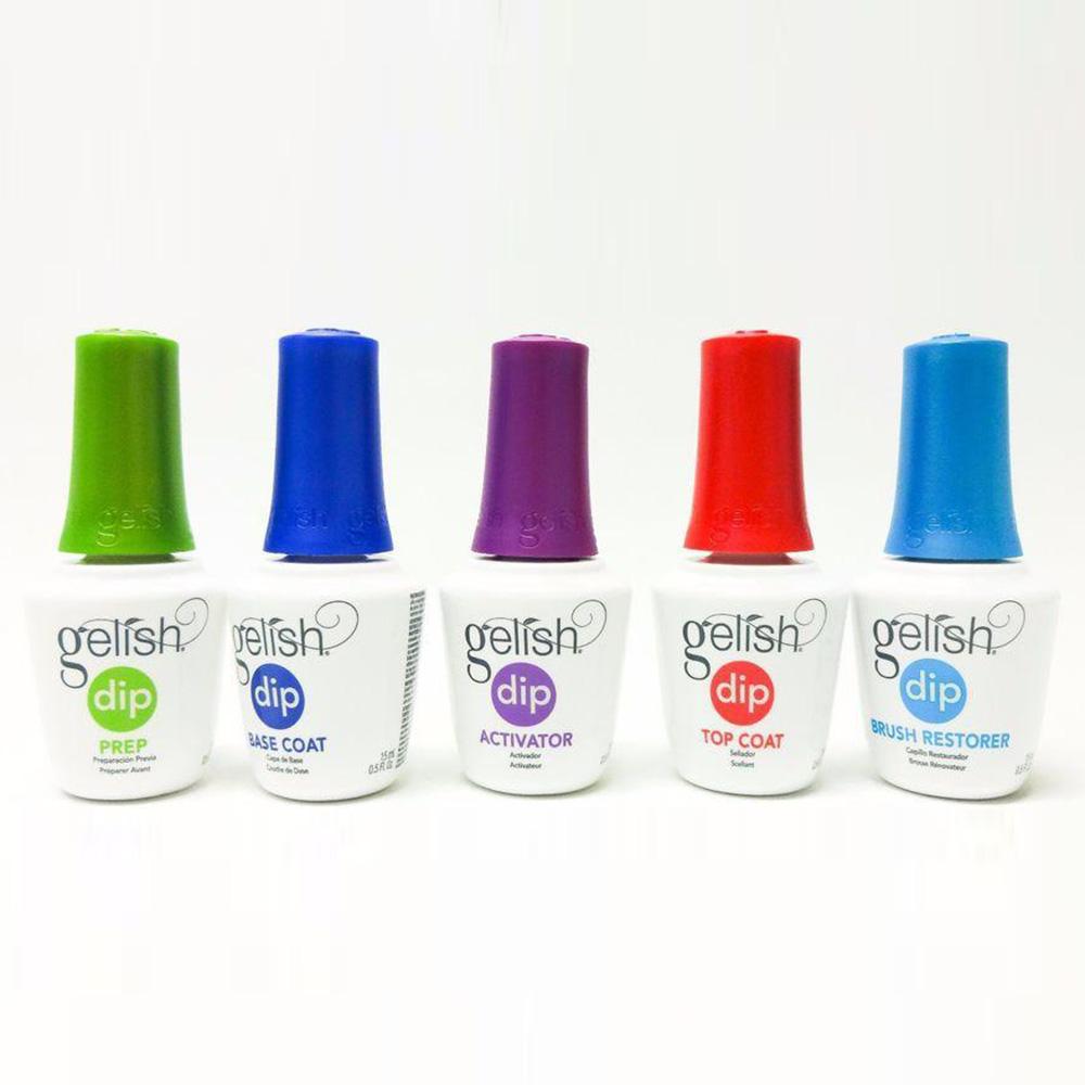 Gelish - Dip System: Prep, Base, Activator, Top, Brush Restorer (15ml)