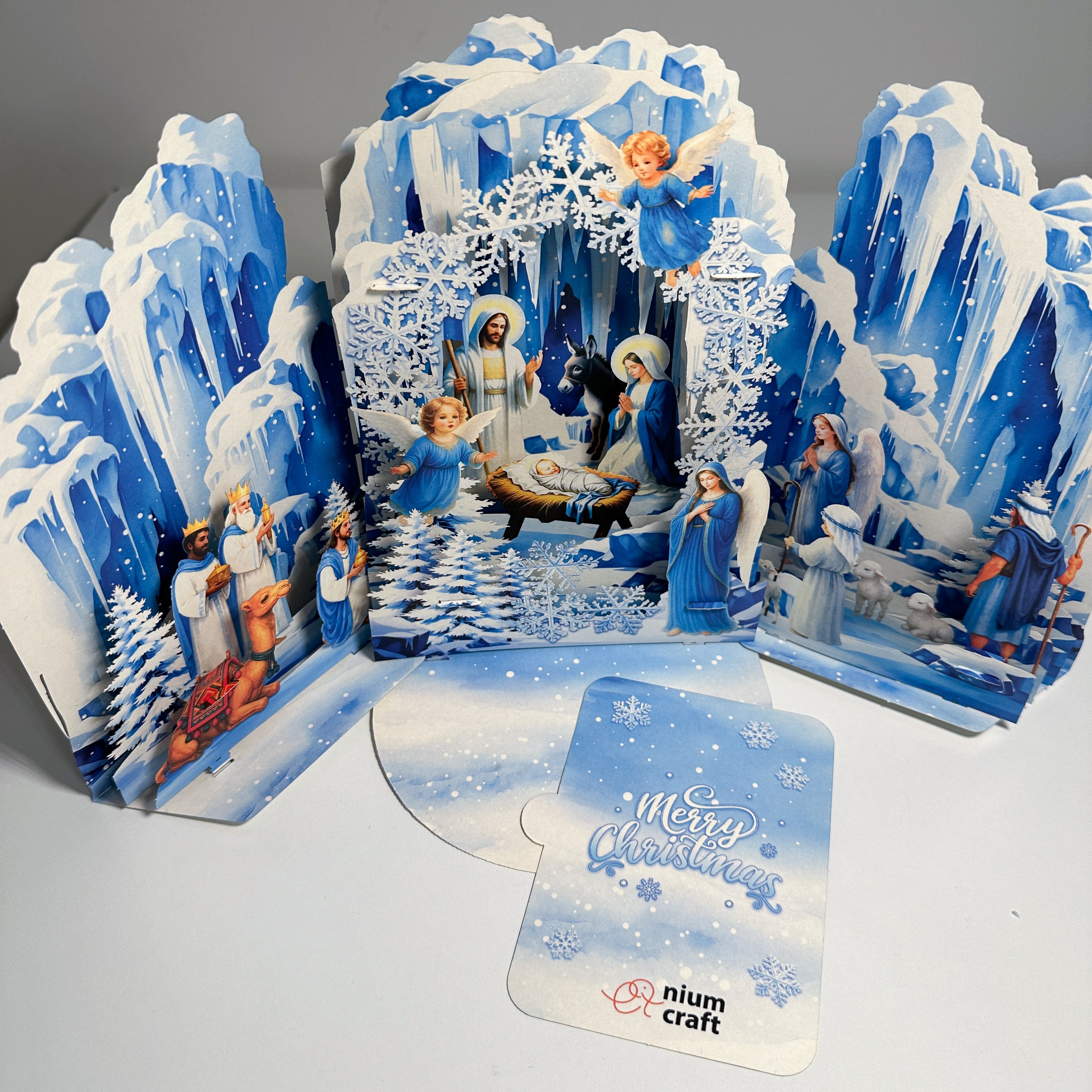 Pop Up Greeting Card Merry Christmas Tri Fold Amazing Religious Christmas Nativity Scene Christmas Decoration Gift Jesus Christ Birth