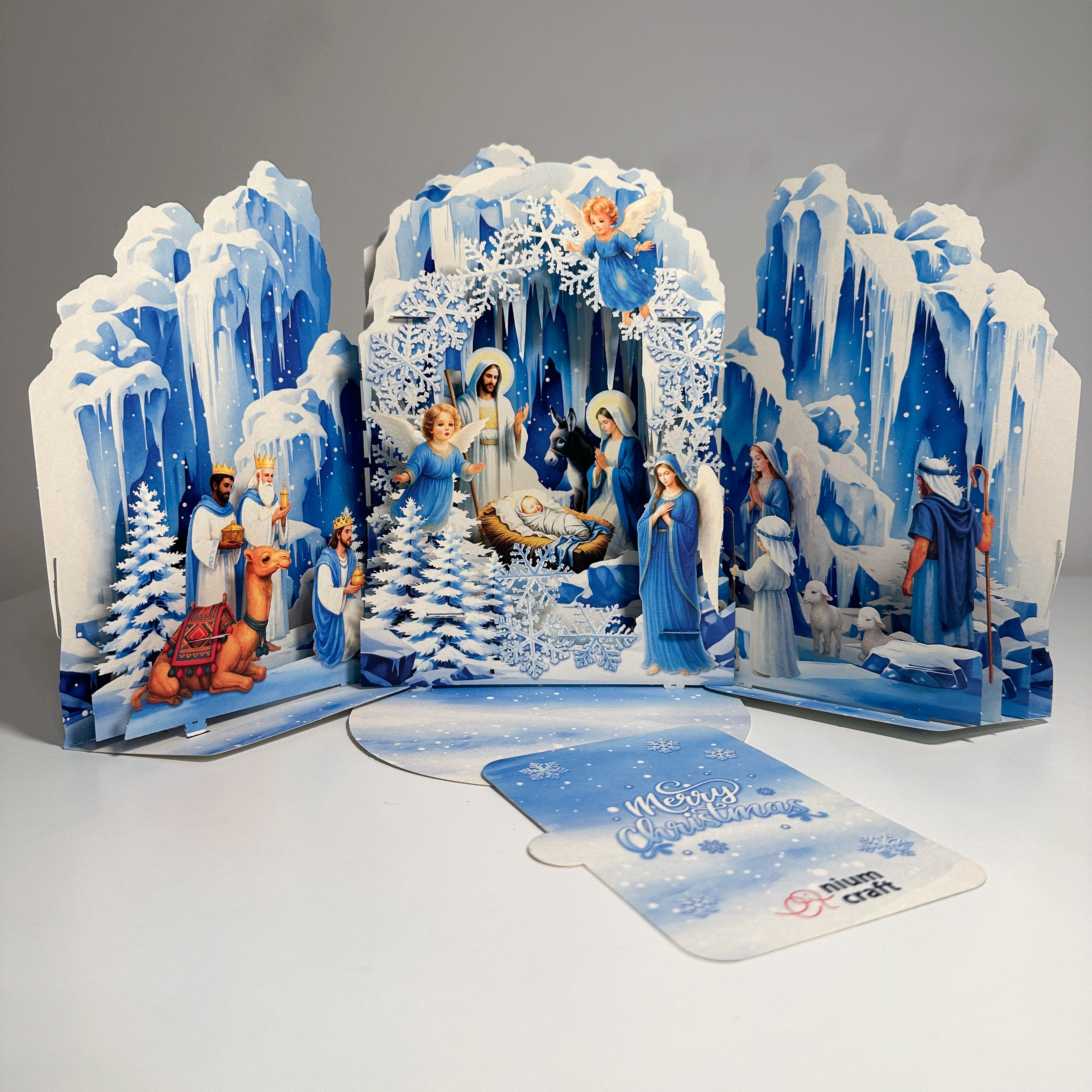 Pop Up Greeting Card Merry Christmas Tri Fold Amazing Religious Christmas Nativity Scene Christmas Decoration Gift Jesus Christ Birth