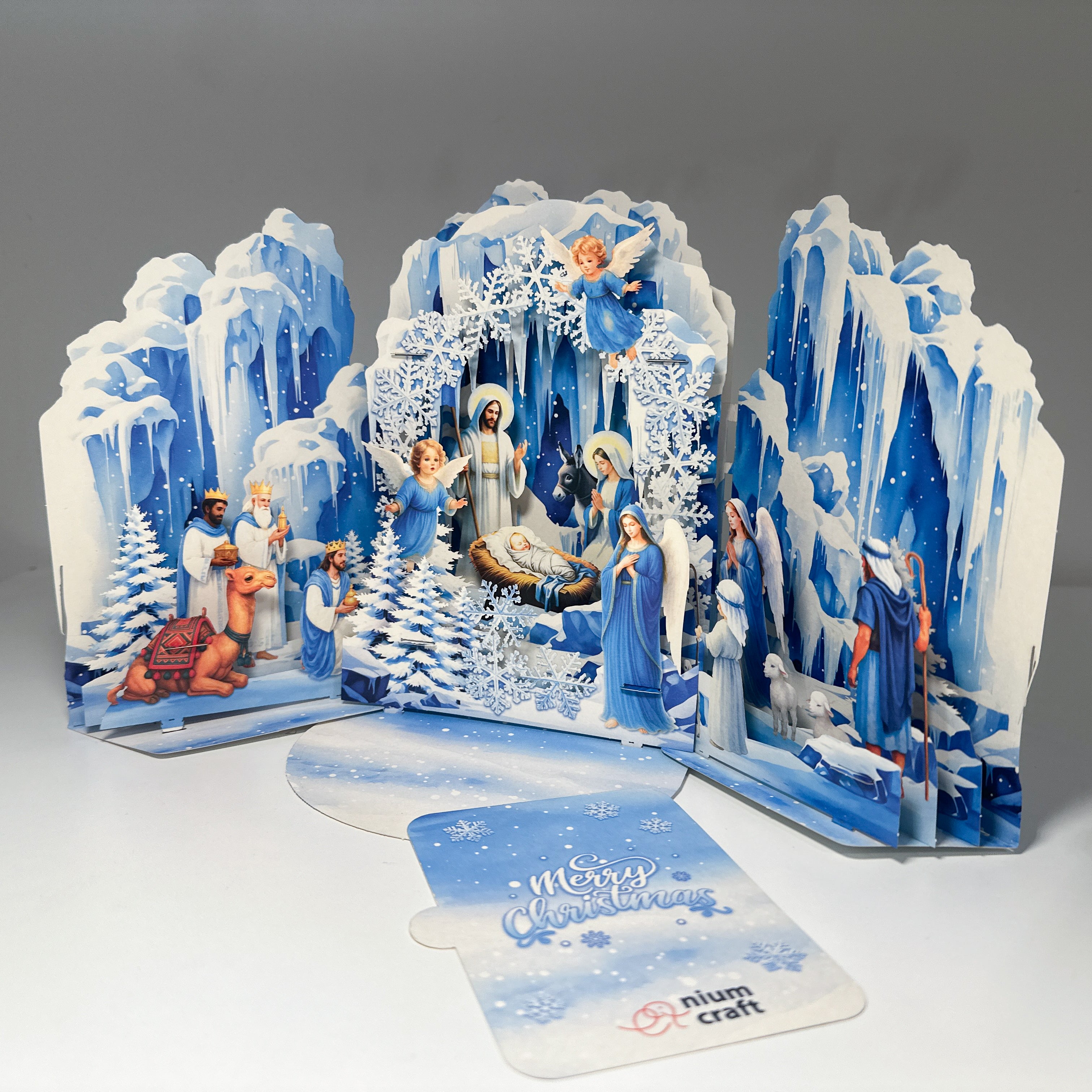 Pop Up Greeting Card Merry Christmas Tri Fold Amazing Religious Christmas Nativity Scene Christmas Decoration Gift Jesus Christ Birth