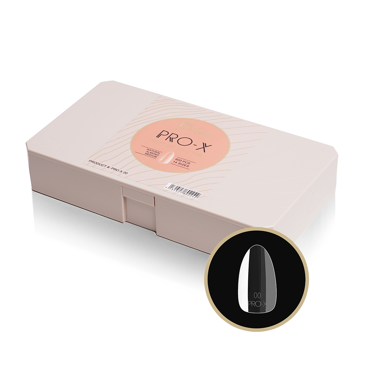 iGel PRO-X Soft Gel Nail Tips 20 - Natural Almond Medium (600 pcs)