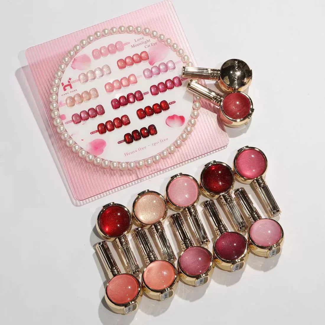 HANG Love Moonlight Cat Eye Gel Polish – HEMA & TPO Free 12 Color Set (#247 - 258) + Free Display & Magnet