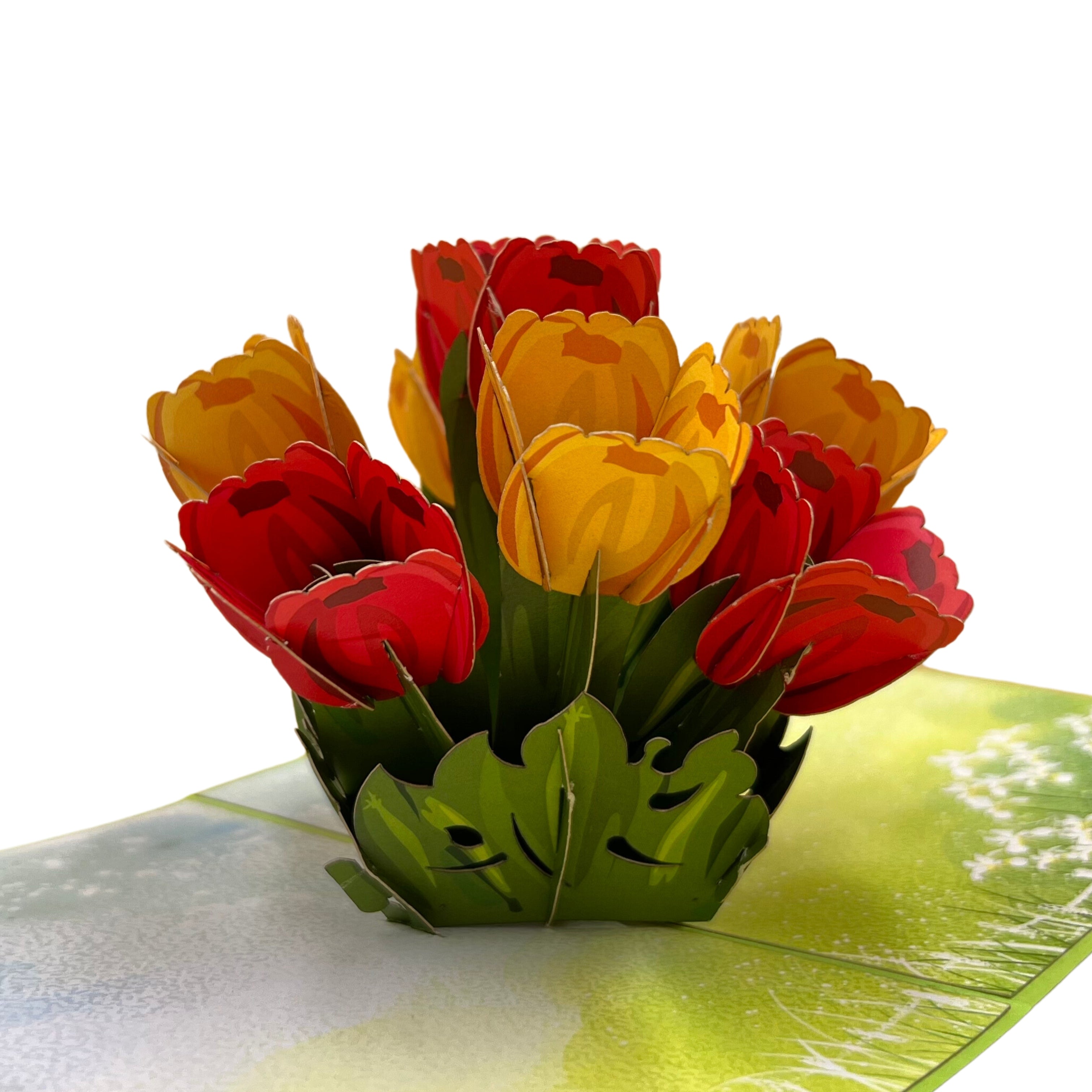 Pop Up Greeting Card Blooming Bouquets of Tulips Flower Spring Nature Card Birthday Card Thank You Card For Kids Mom Dad Family Friend
