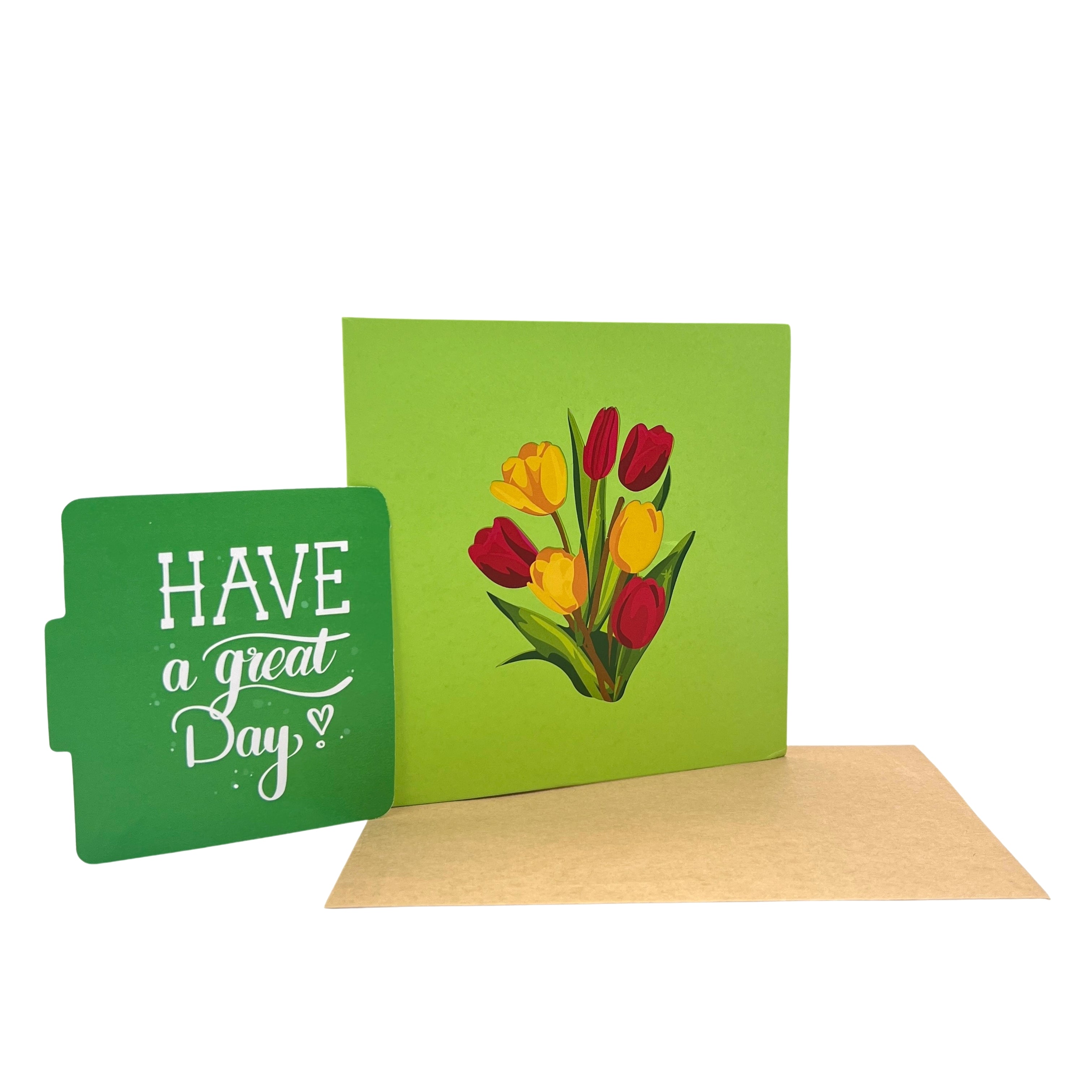 Pop Up Greeting Card Blooming Bouquets of Tulips Flower Spring Nature Card Birthday Card Thank You Card For Kids Mom Dad Family Friend