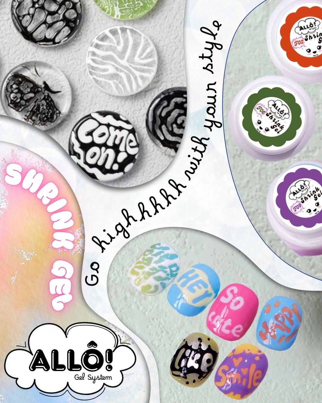 ALLÔ Shrink Gel Art Design - Available in 12 colors (Free 1 Base + Frame Display)