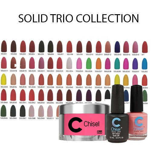 Chisel - Gel & Lacquer & Dip Trio Solid (#01 - #100) - NEW 2024