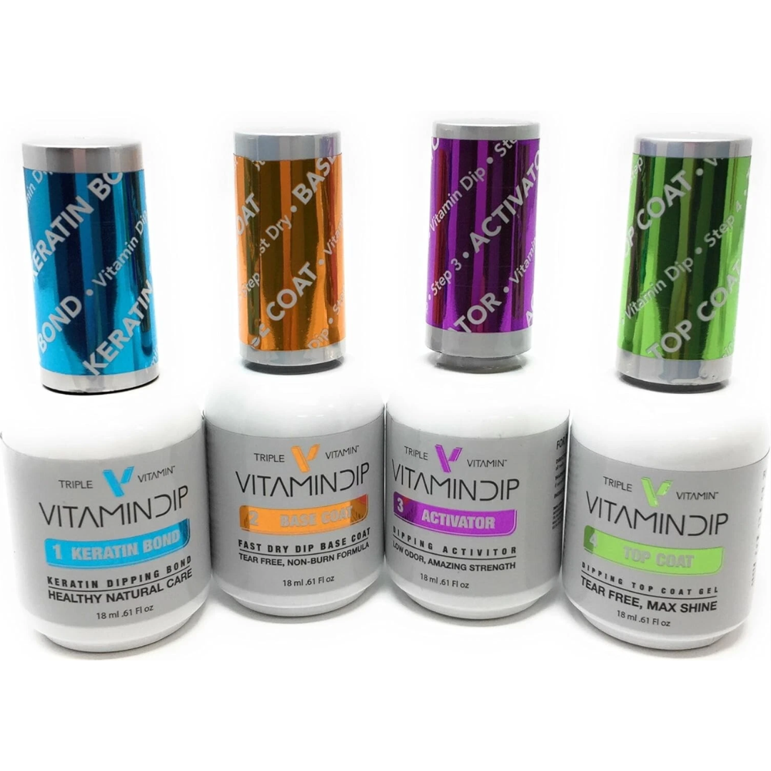 Triple Vitamin - Dip System: Bond, Base, Activator, Top, Oil, Brush (15ml)