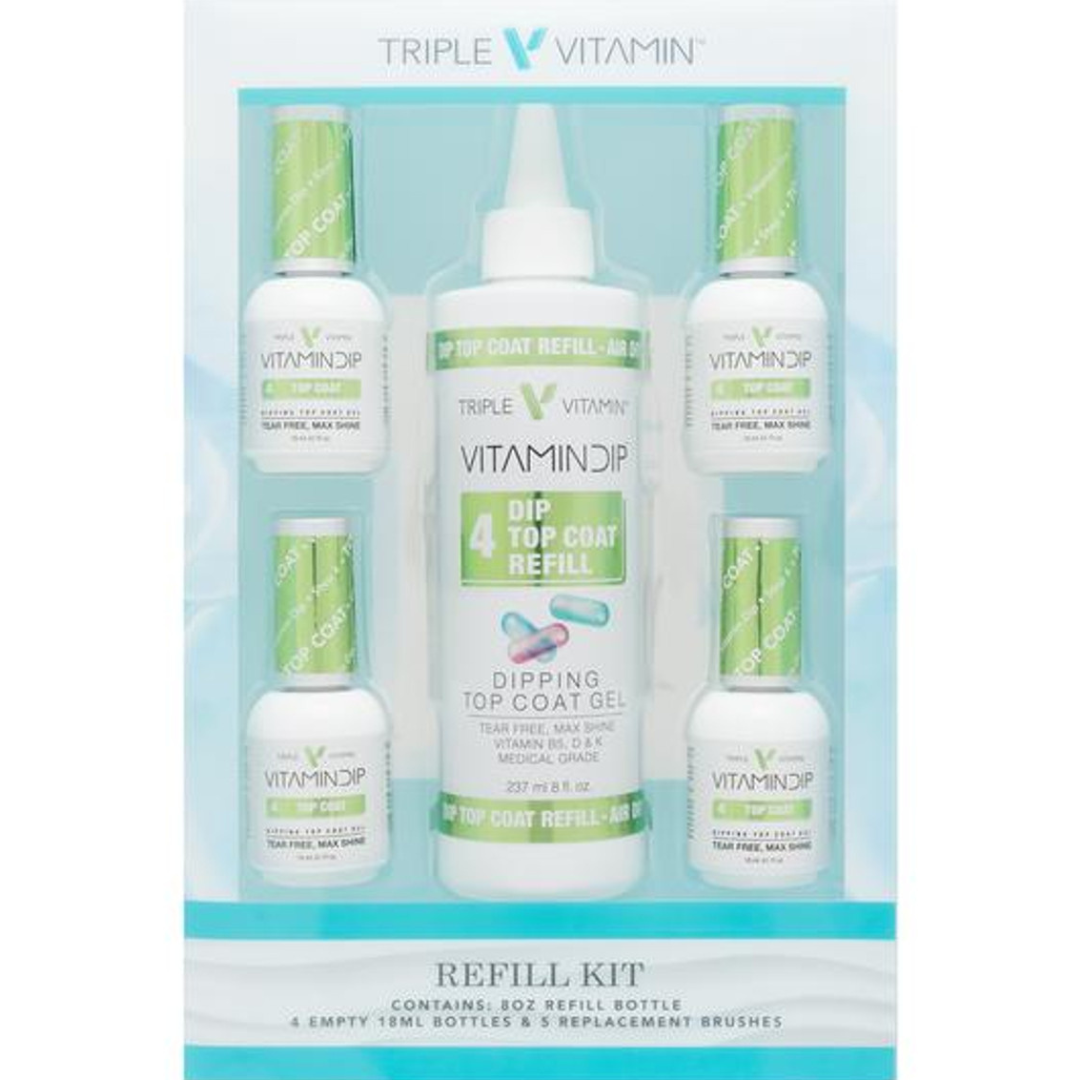 Triple Vitamin - Dip System Refill Kit: Bond, Base, Activator, Top (8oz)