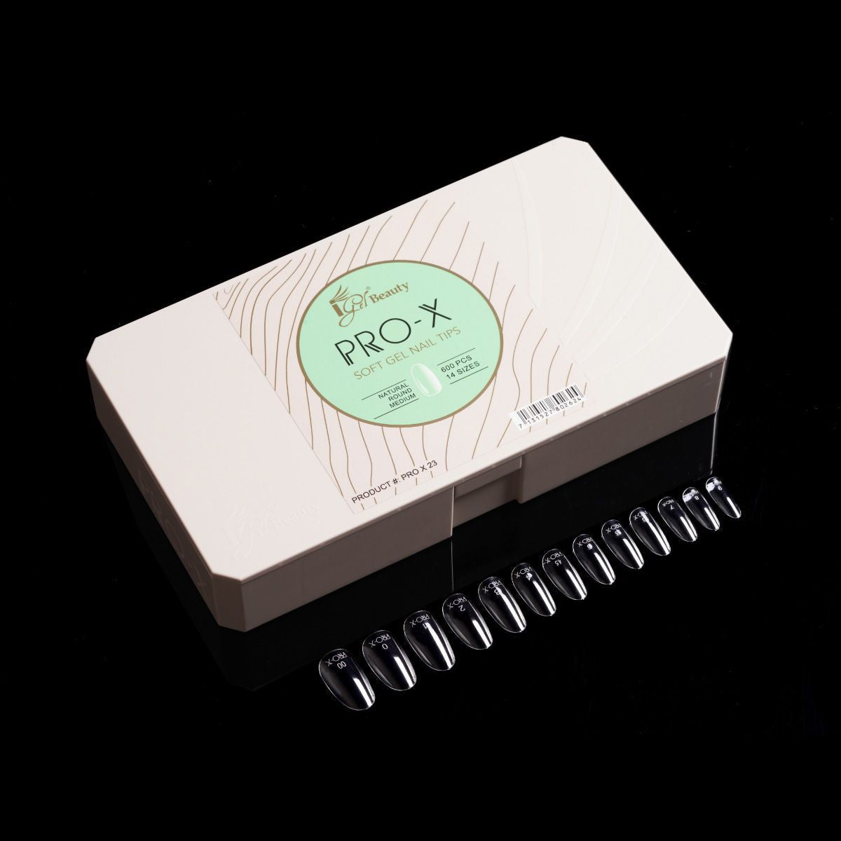 iGel PRO-X Soft Gel Nail Tips 23 - Natural Round Medium (600 pcs)
