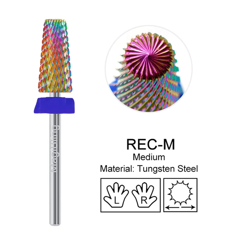 Nail Drill Bits New Cross Cut 5In1 Tungsten Manicure Polishing Tool 3/32"