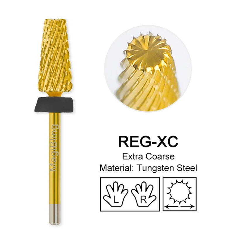 Nail Drill Bits New Cross Cut 5In1 Tungsten Manicure Polishing Tool 3/32"