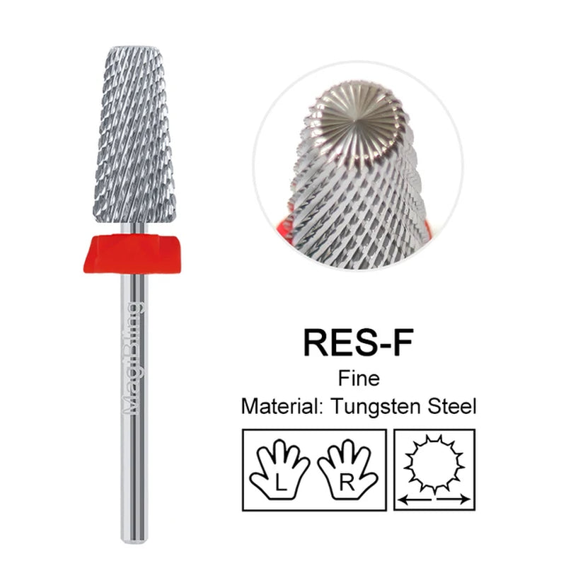 Nail Drill Bits New Cross Cut 5In1 Tungsten Manicure Polishing Tool 3/32"