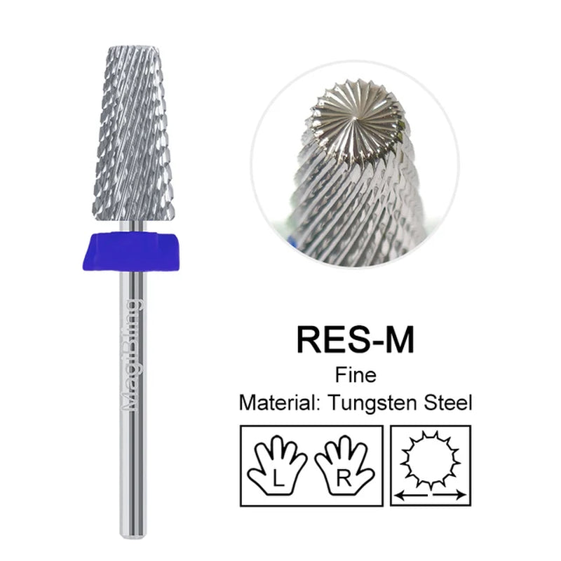 Nail Drill Bits New Cross Cut 5In1 Tungsten Manicure Polishing Tool 3/32"