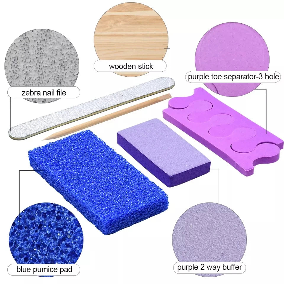 600 Sets/Carton Disposable 5Pcs Disposal Pedicura Kit for Professional Nail Salon Tools Cuticle Wood Stick