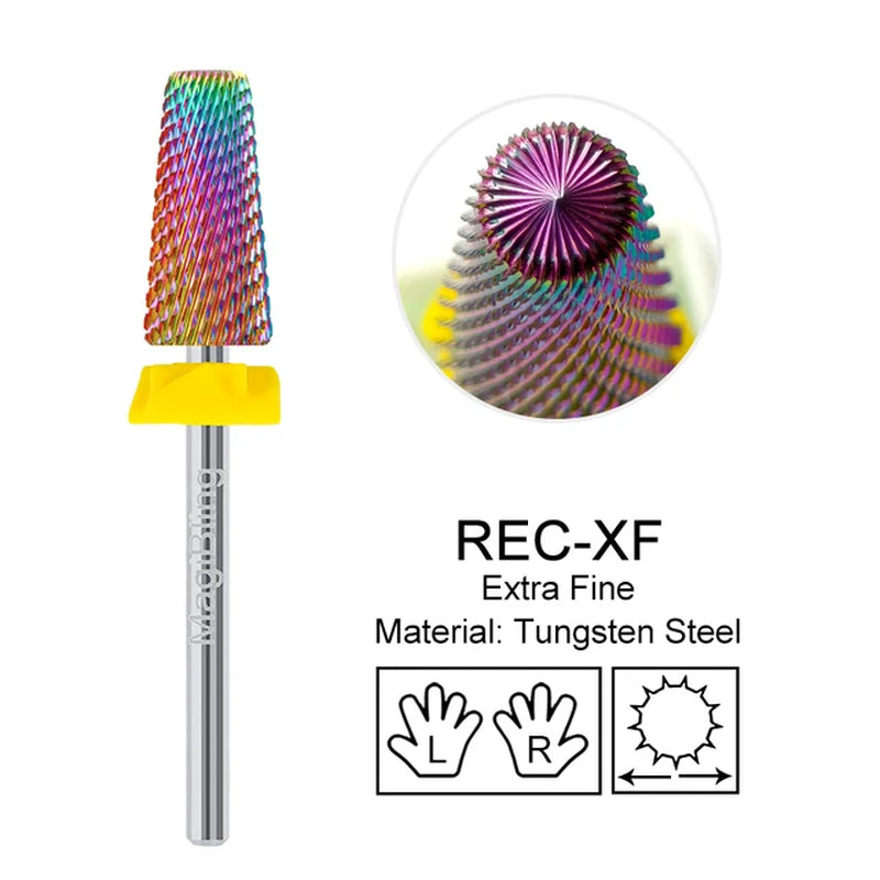 Nail Drill Bits New Cross Cut 5In1 Tungsten Manicure Polishing Tool 3/32"