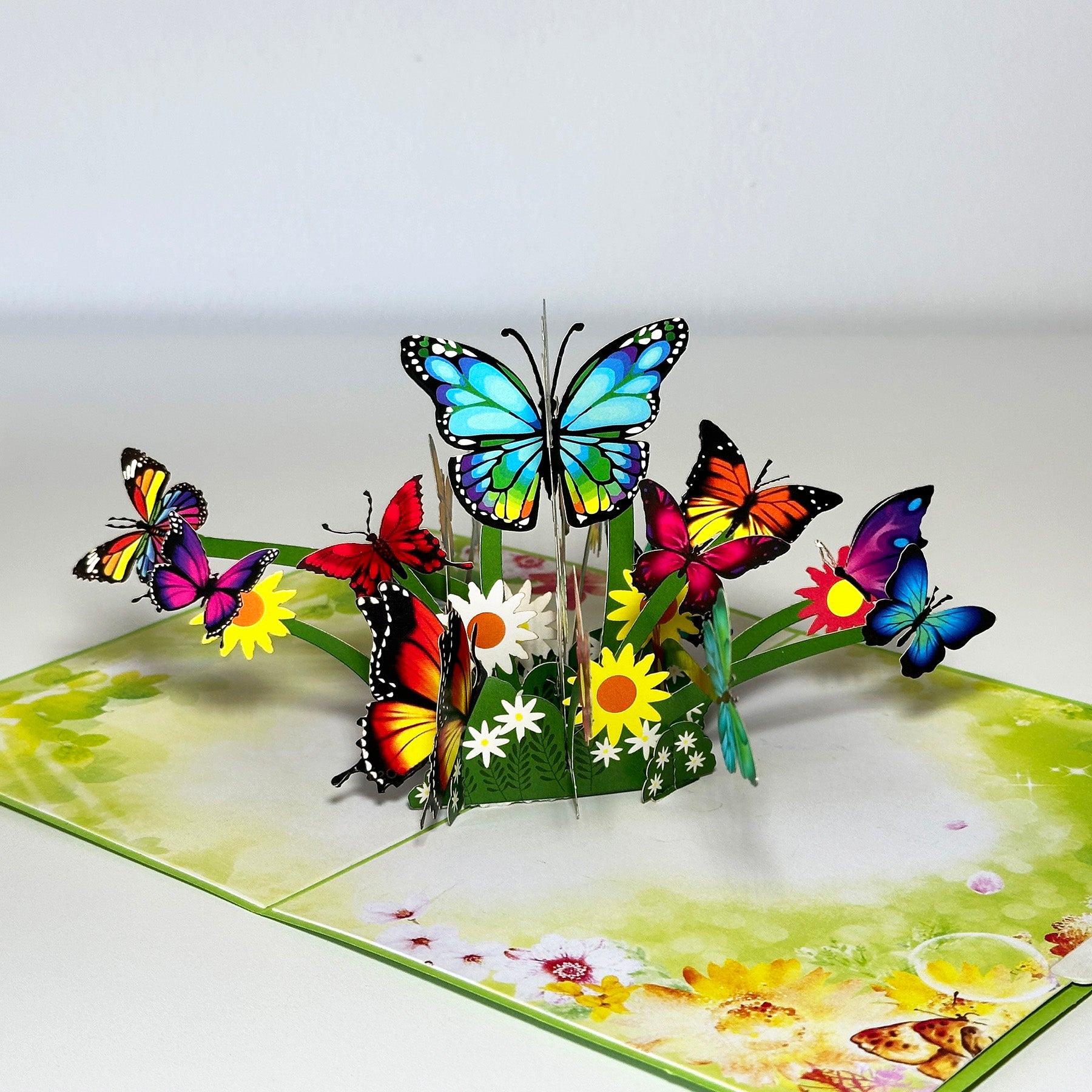 Pop Up Greeting Card Flower Garden Butterfly Card Pop-Up Card Blossoming Card Colorful Card Spring Card Flowers Card Nature Lover Gift