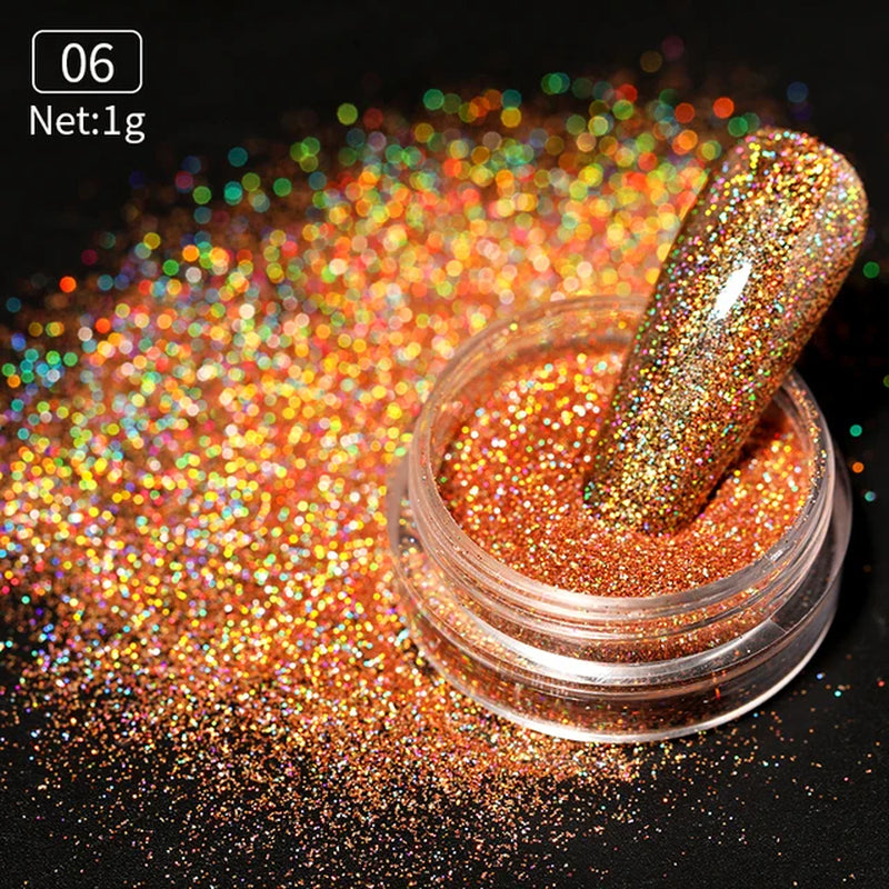Iridescent Nail Glitter Powder small jar 1gram many colors