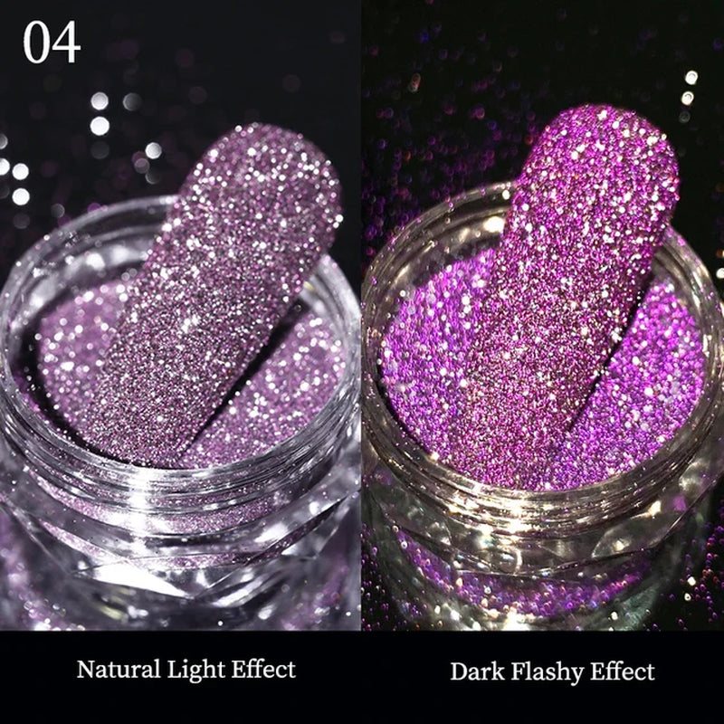 Iridescent Nail Glitter Powder small jar 1gram many colors