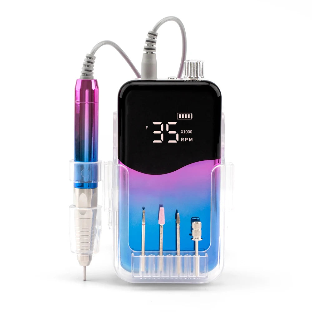 New High Quality Professional 85W Desktop Portable Cordless Rechargeable 35000 RPM Brushless Electric Nail Drill Machine