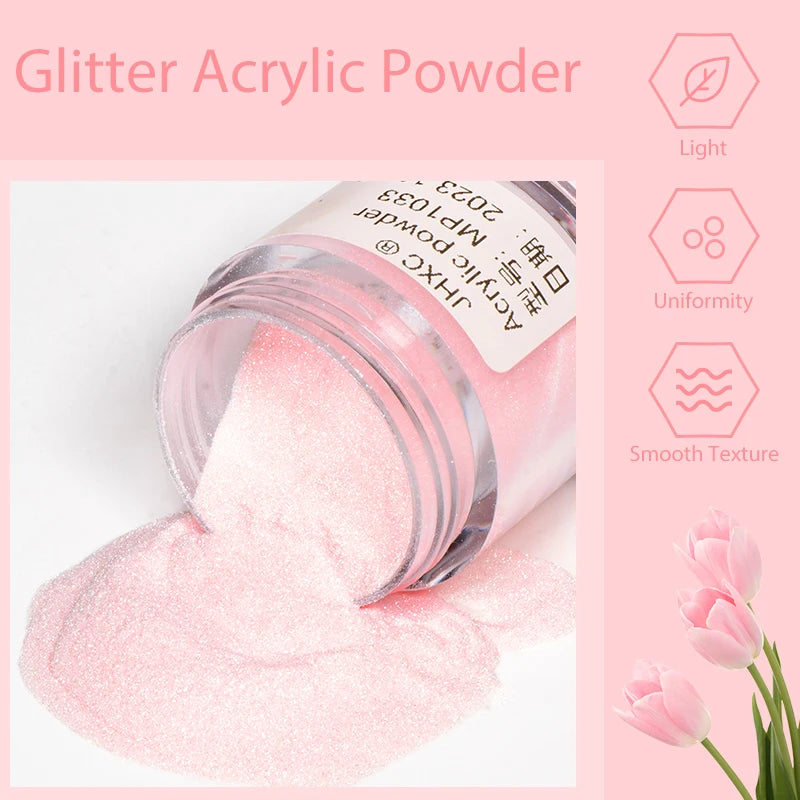 10G Crystal Acrylic Powder and Acrylic Liquid Monomer Clear White Pink Glitter Acrylic for Nails Nail Art Nail Supplies