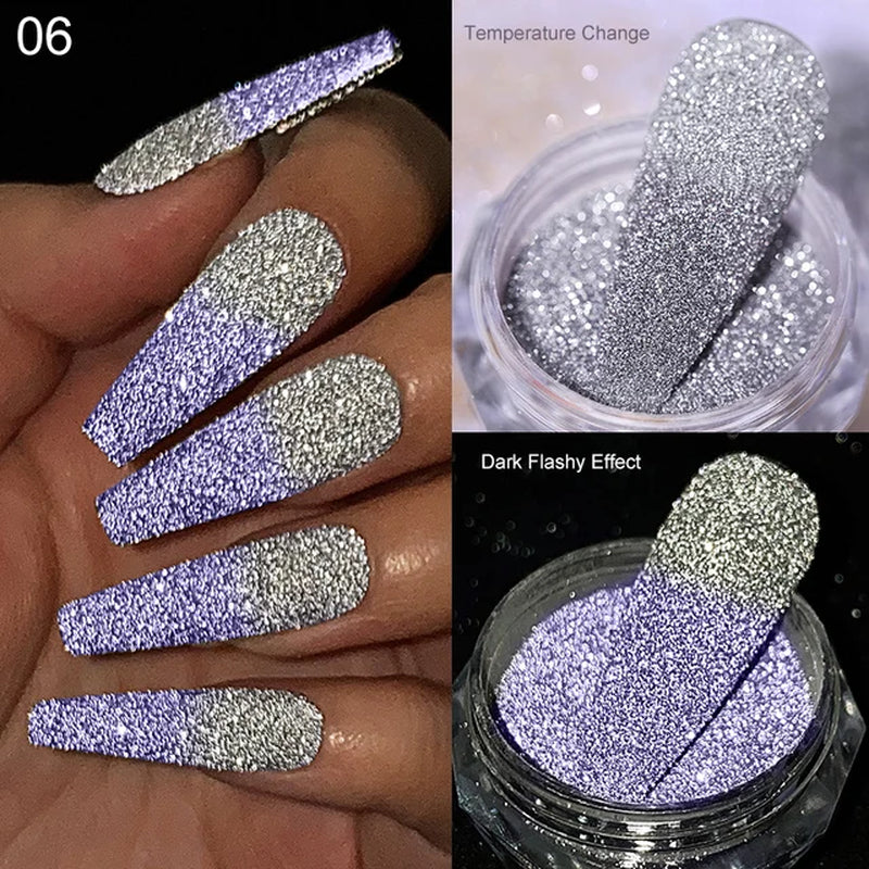 Iridescent Nail Glitter Powder small jar 1gram many colors