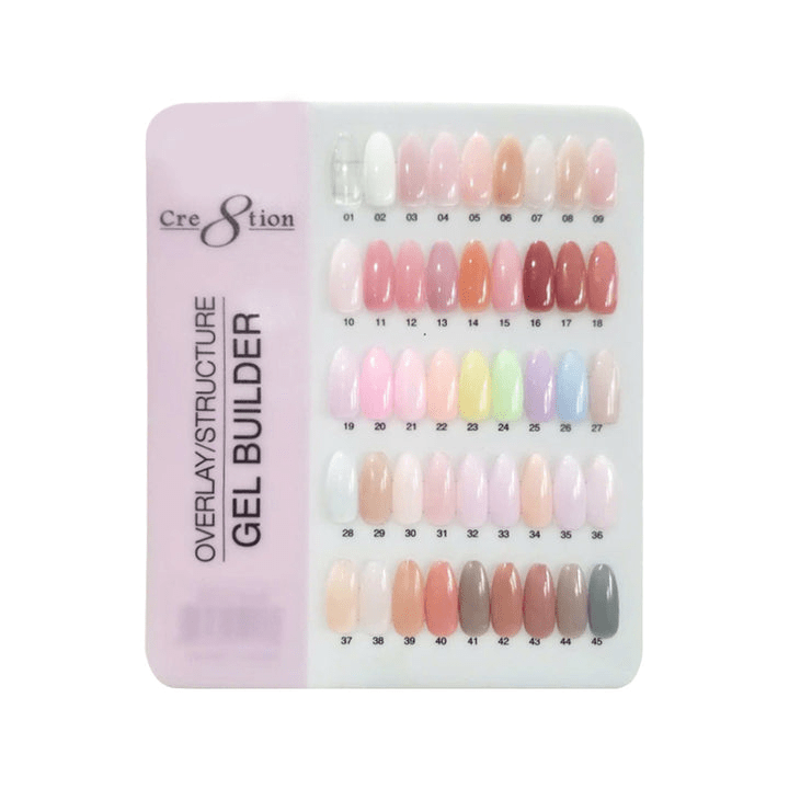 Cre8tion Counter Display Color Chart - Overlay/Builder Gel 45 Colors
