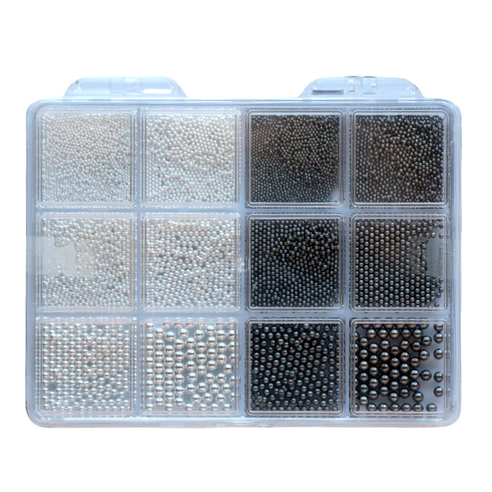 Cre8tion Nail Art Accessory Assorted Black Pearl & Silver Beads 06