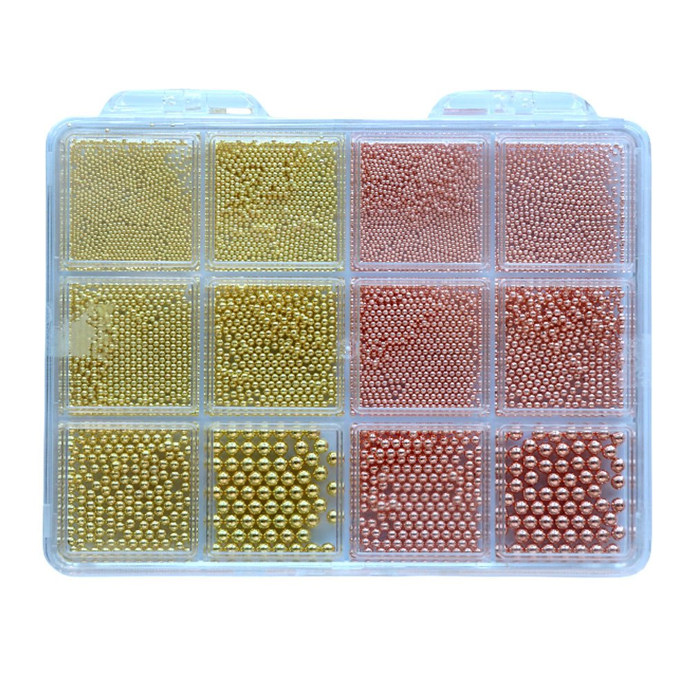 Cre8tion Nail Art Accessory Assorted Rose Gold & Gold Beads 05