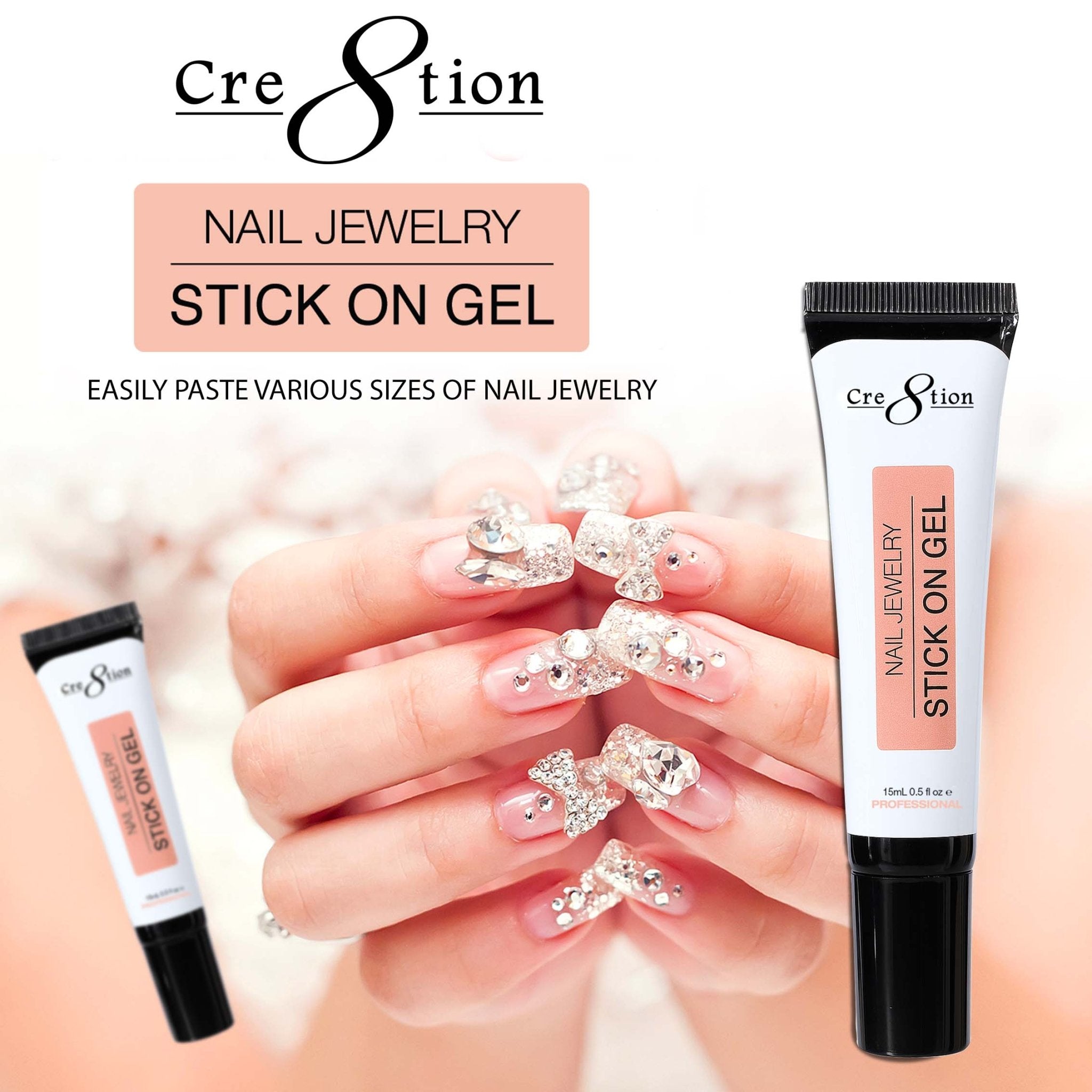 Cre8tion Nail Jewelry Stick On Gel in Tube 15ml (New Version)