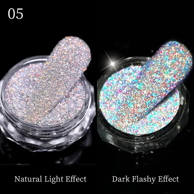 Iridescent Nail Glitter Powder small jar 1gram many colors