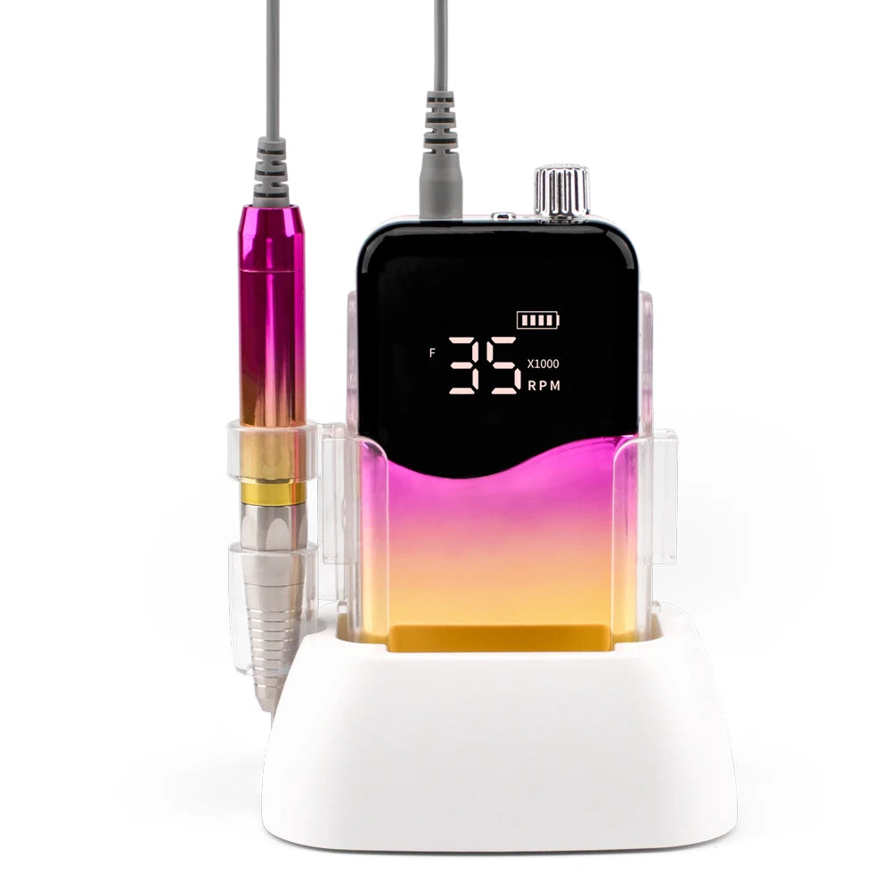 New High Quality Professional 85W Desktop Portable Cordless Rechargeable 35000 RPM Brushless Electric Nail Drill Machine