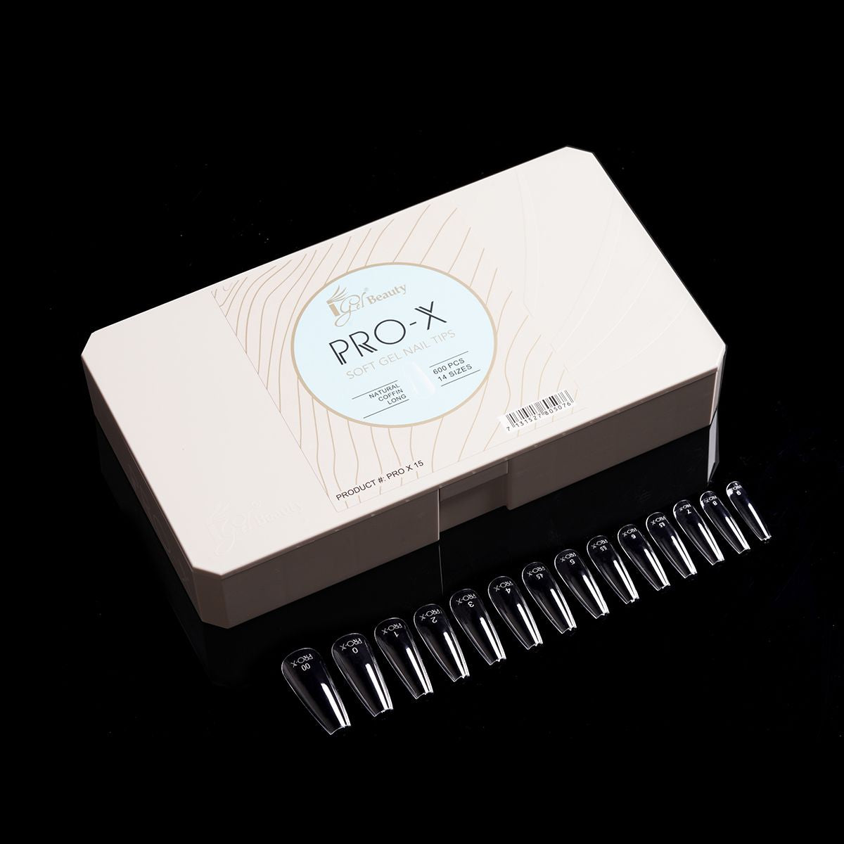 iGel PRO-X Soft Gel Nail Tips 15 - Natural Coffin Long (600 pcs)