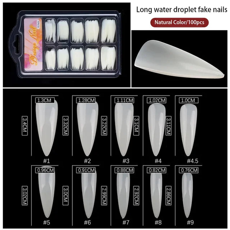 Clear Transparent Seamless Fake Nails Full Coverage False Nails Tips Short T-Shaped 100Pcs/Box