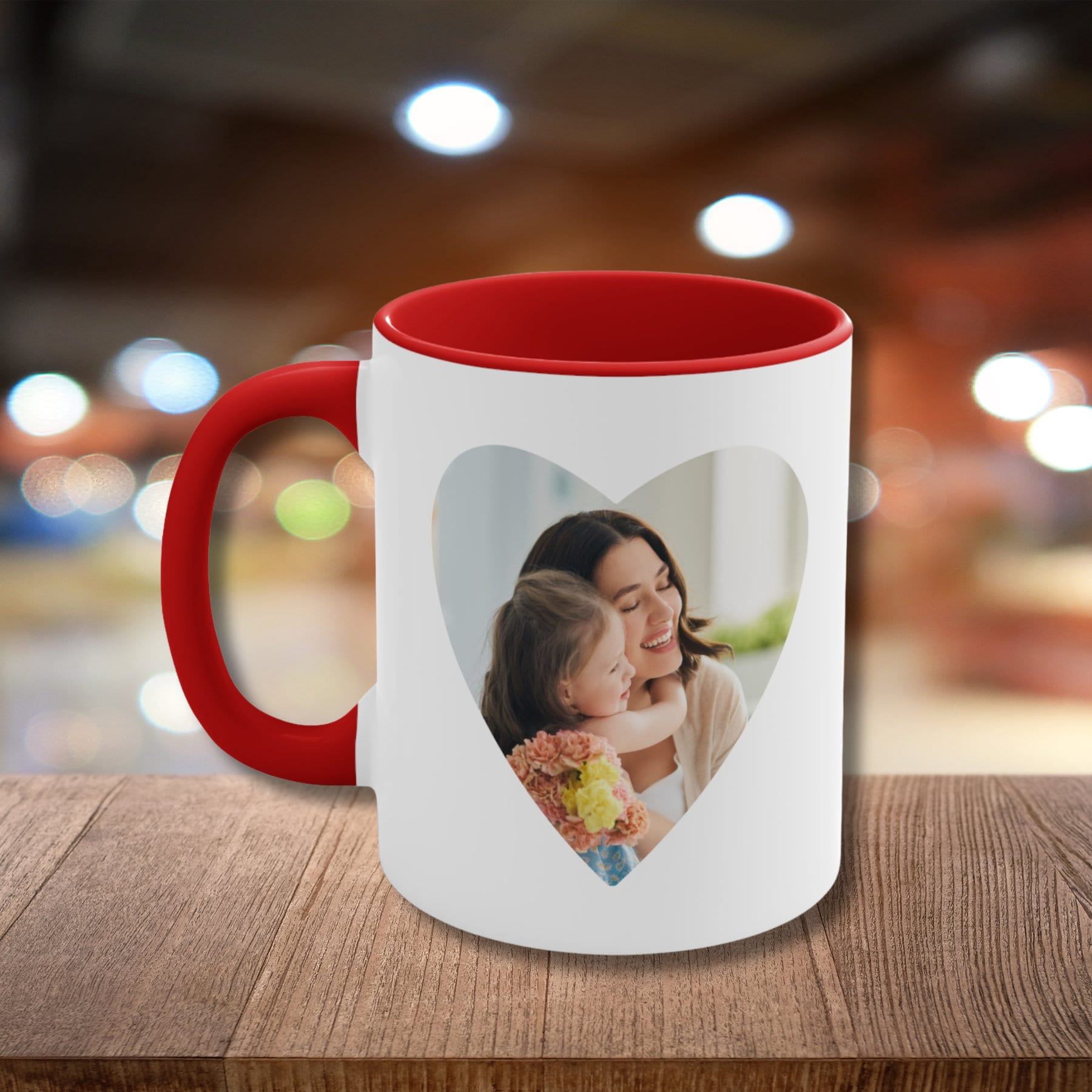 Personalized Custom Photo Coffee Mug with Heart Photo and Text For Mom Mama Mum Husband Dad Father Wife Her Him Grandma Family Birthday Gift