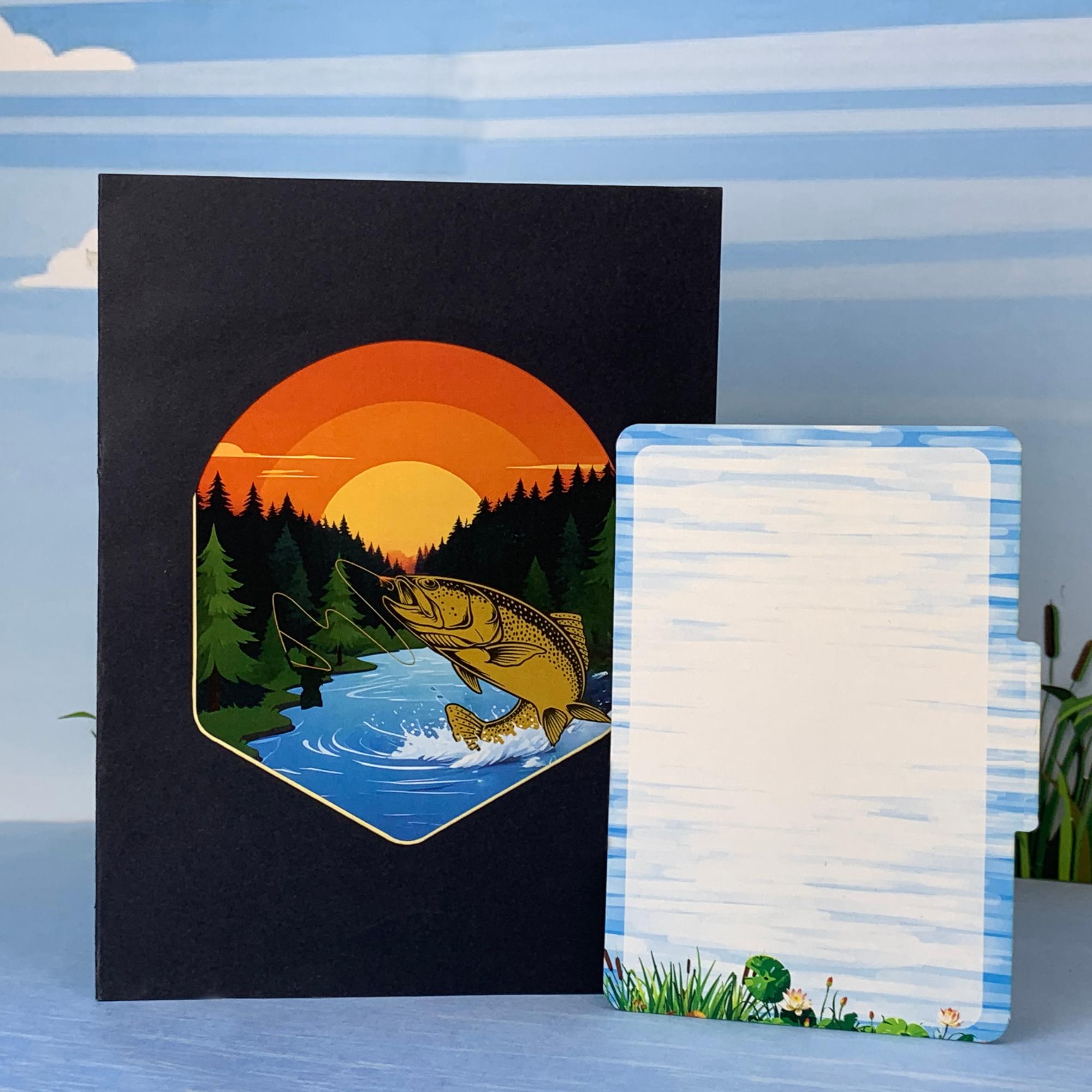 Pop Up Greeting Card, Fishing Gift, Bass Fishing, Father's Day Card, Fisher Men Card, Birthday Card, Outdoor Card, Thank You Card, Fishing