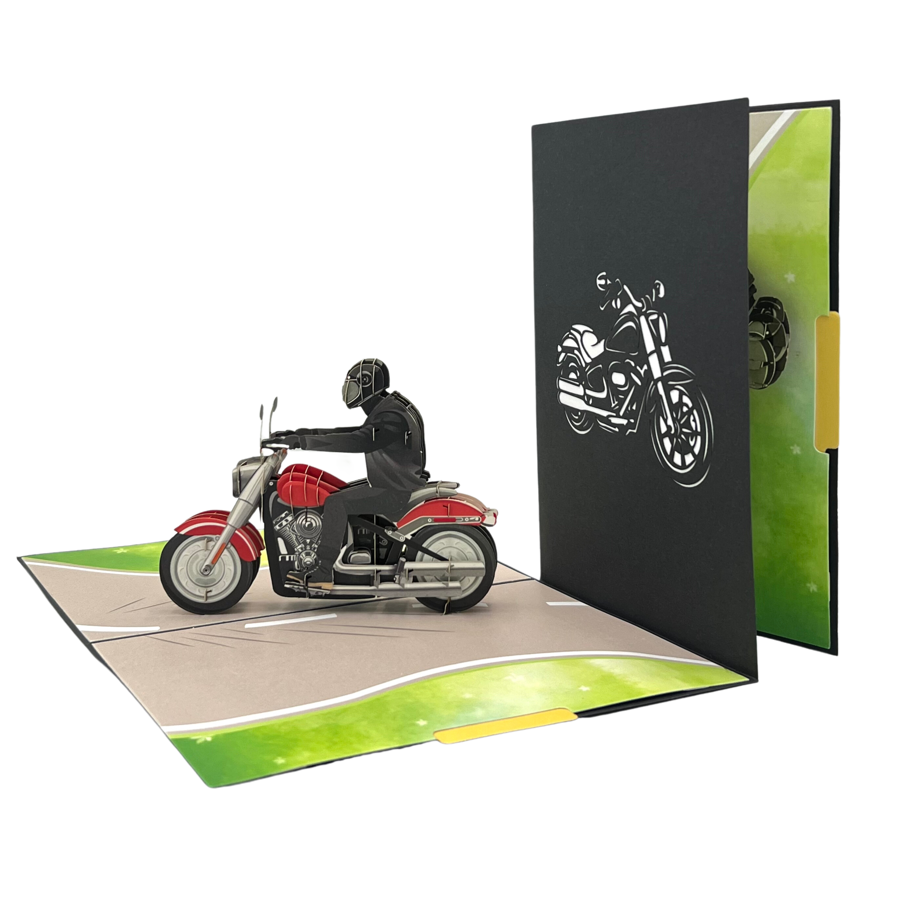 Pop Up Greeting Card Classic Motorcycle Rider Card Birthday Card for Him Husband Boyfriend Thank You Card Adventure Motor Bike Road Trip