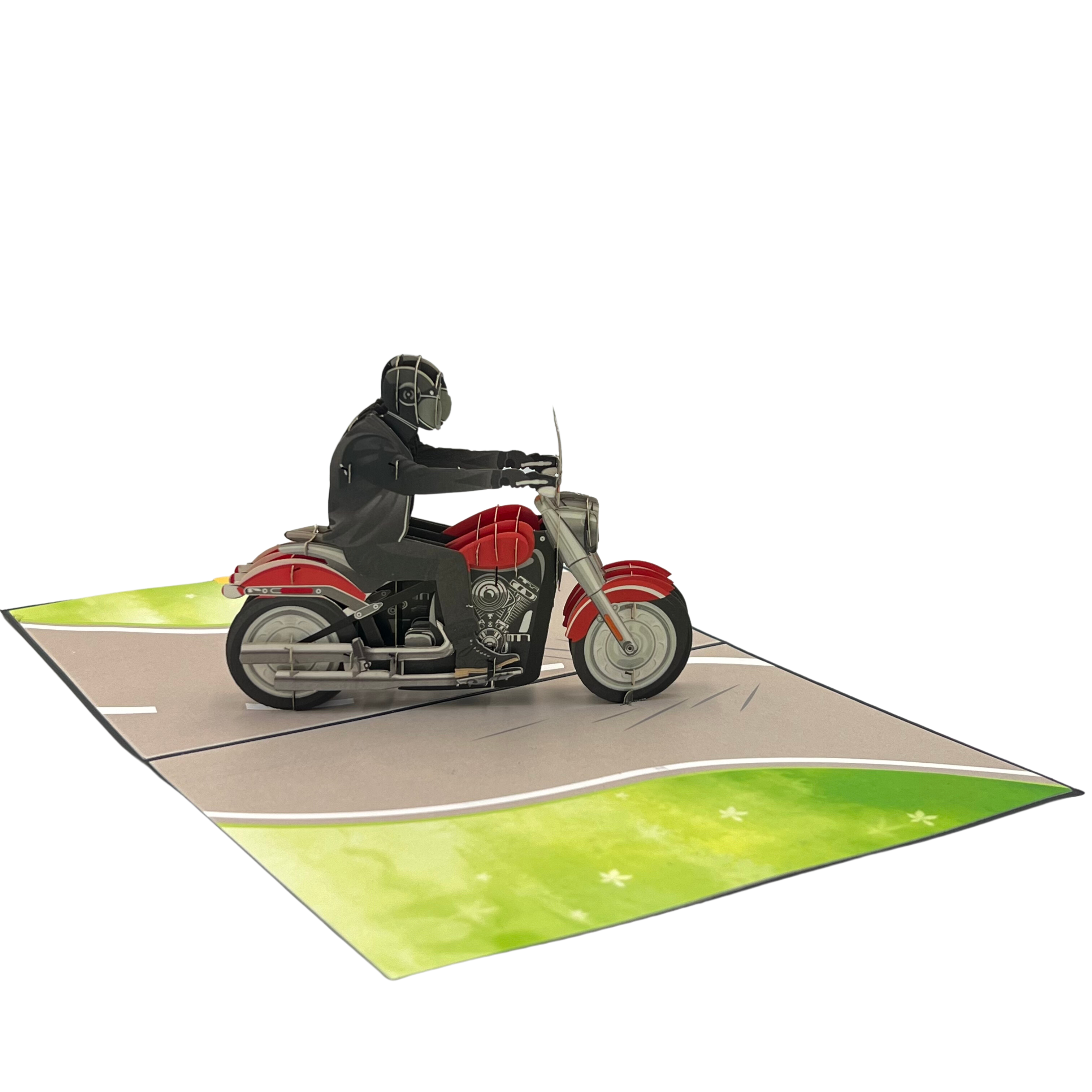 Pop Up Greeting Card Classic Motorcycle Rider Card Birthday Card for Him Husband Boyfriend Thank You Card Adventure Motor Bike Road Trip