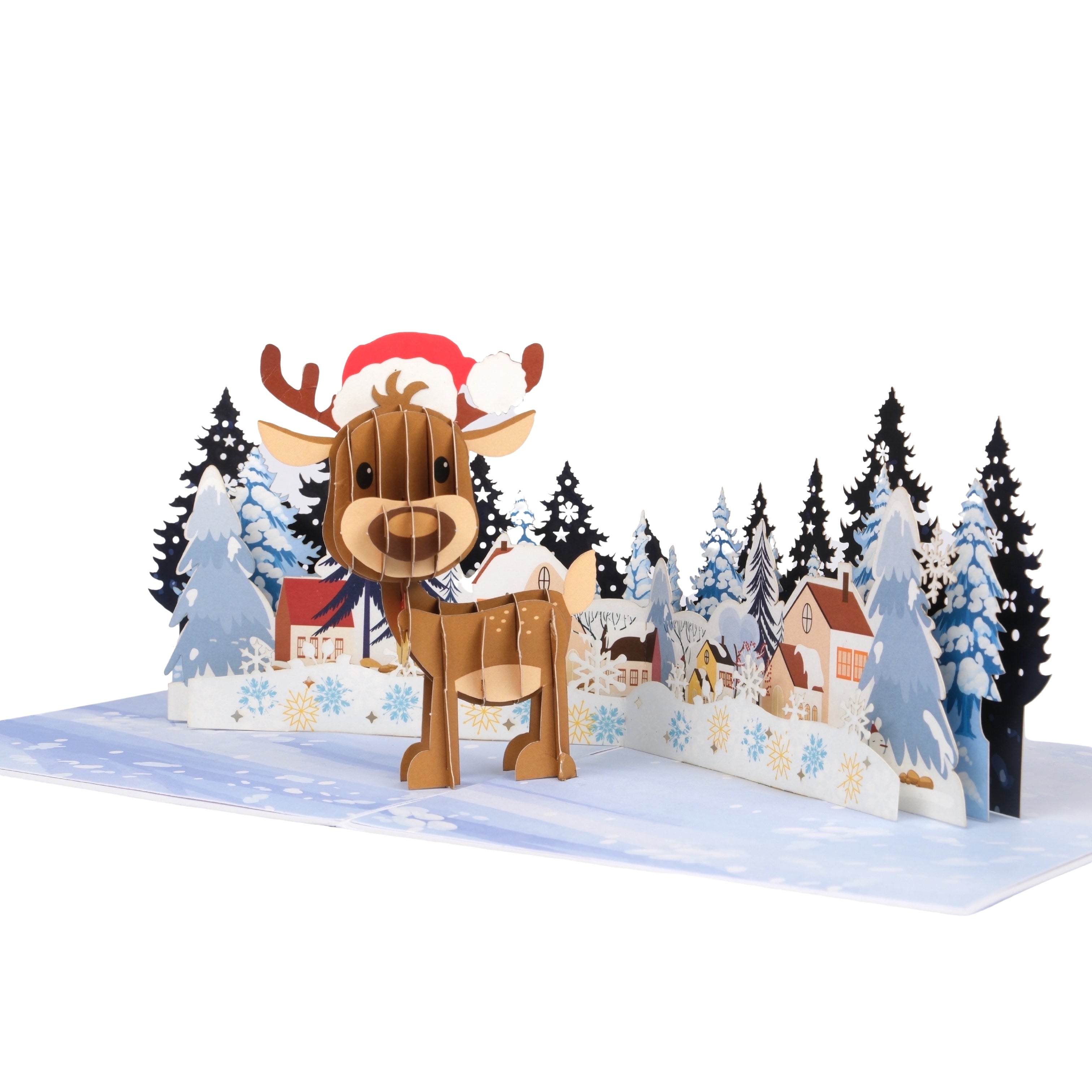 Pop Up Merry Christmas Greeting Card Adorable Reindeer, Christmas theme, Holiday Gift, Christmas decoration, Christmas kid gift, Family Gift