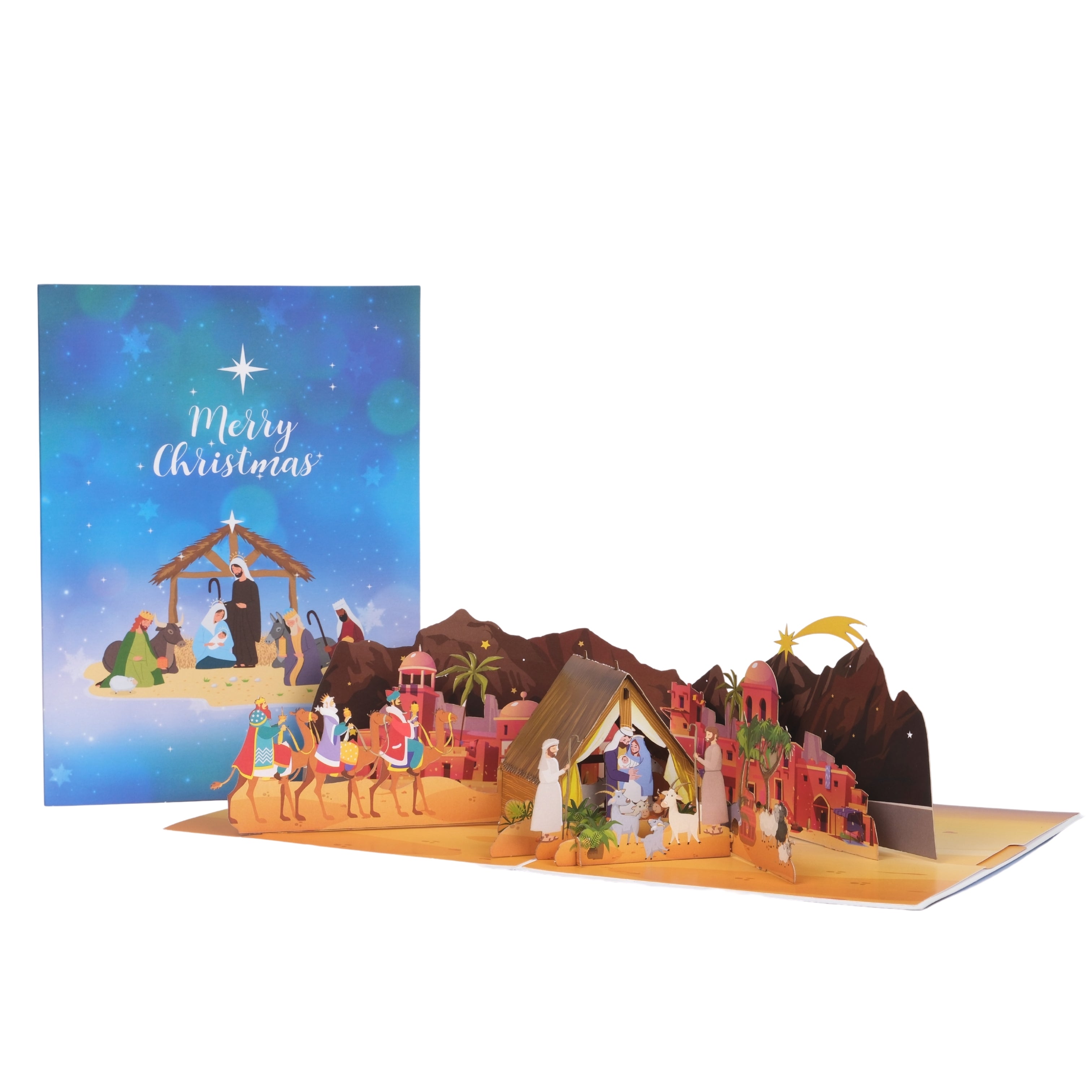Pop Up Greeting Card Merry Christmas Jesus Christ's birth Holy Night Nativity Scene Decoration Christmas Gift Idea Holiday Card For Family