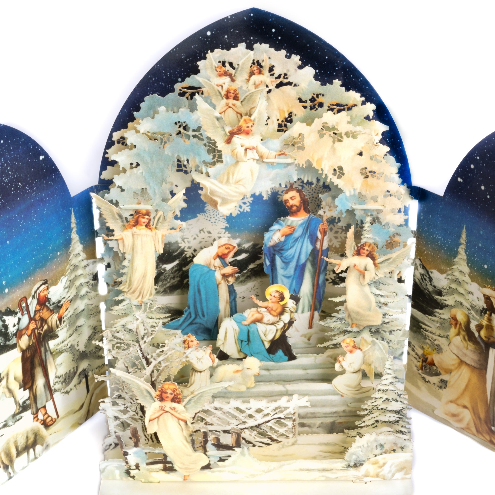Pop Up Greeting Card Merry Christmas Amazing Tri Fold 3D Religious Christmas Nativity Scene Christmas Decoration Gift Jesus Christ Birth