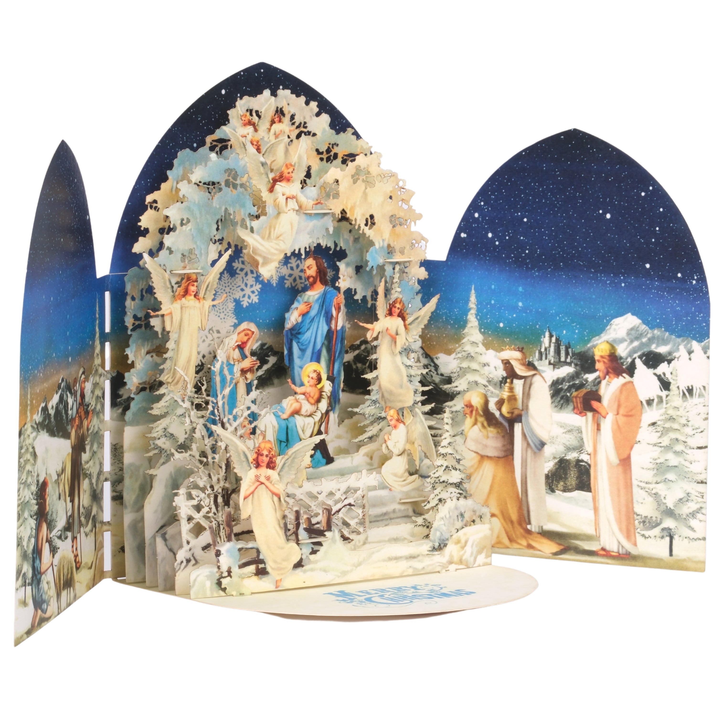 Pop Up Greeting Card Merry Christmas Amazing Tri Fold 3D Religious Christmas Nativity Scene Christmas Decoration Gift Jesus Christ Birth